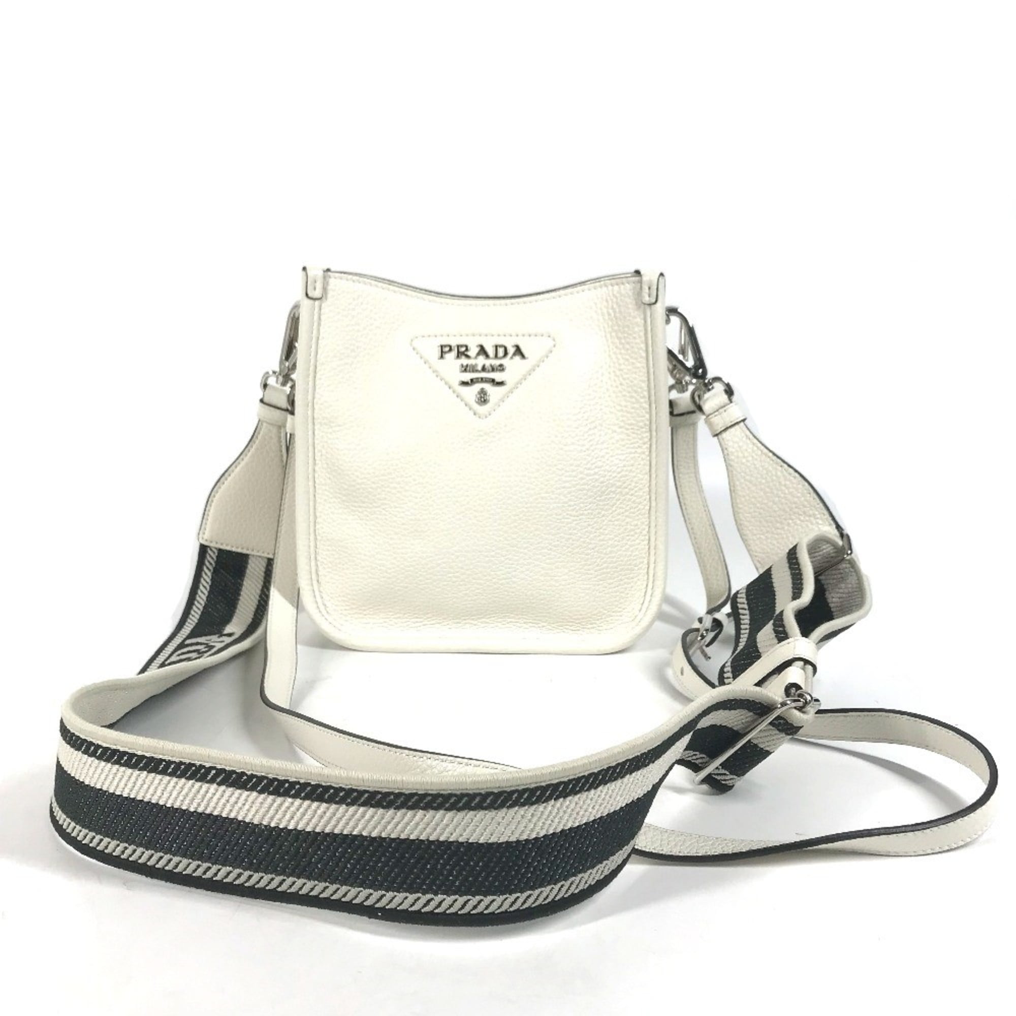 New Prada Vitello Phenix White Leather Double Zip Camera New Prada Vitello Phenix White Leather Double Zip Camera