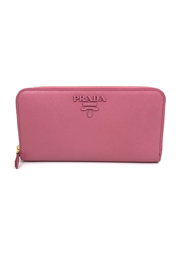 Pre-Owned PRADA 1ML506 logo Zip Around Long Wallet BEGONIA pink (Good)