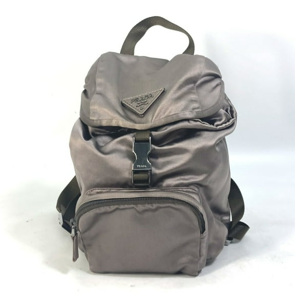 Pre-Owned PRADA Logo Plate backpack bag Backpack BrownBased (Good)