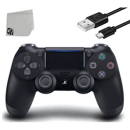 Pre-Owned PlayStation 4 DualShock Wireless Controller Bundle - Black Blue - With Charging Cable with BOLT AXTION
