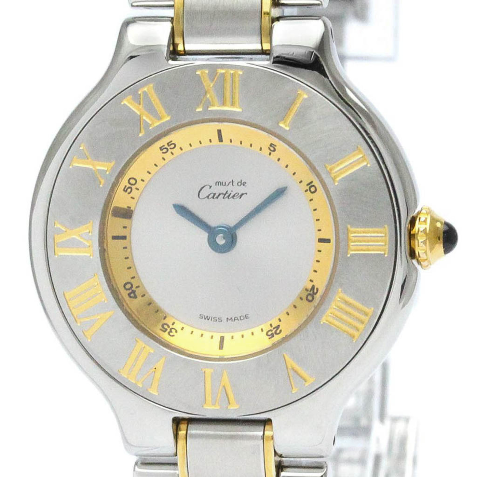 CARTIER Ladies MUST 21 QUARTZ // W10073R6 // PRE-OWNED Cartier Must De Cartier 21 gilt / steel quartz Kal. 90 Ref  main image 3