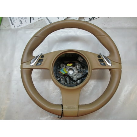 Pre-Owned Porsche Cayenne Panamera 970 991 Luxor Beige Heated Leather Steering Wheel OEM (Good)