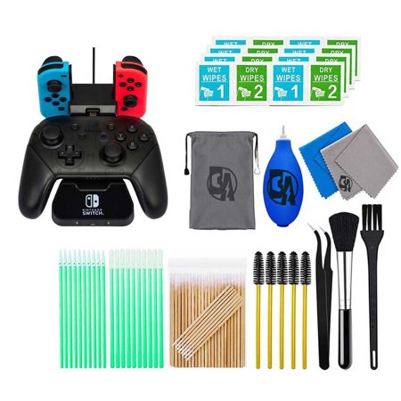 Pre-Owned PowerA - Controller Charging Base for Nintendo Switch (Joy-Con + Wireless) - Black With Cleaning Manual Kit Bolt Axtion Bundle (Refurbished: Like New)
