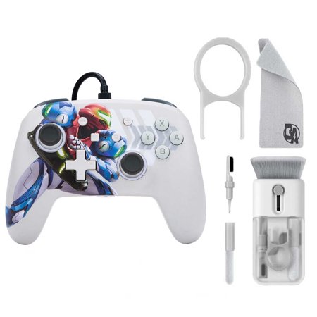 Pre-Owned PowerA - Enhanced Wired Controller for Nintendo Switch - Metroid Dread With Cleaning Electric kit Bolt Axtion Bundle (Refurbished: Like New)