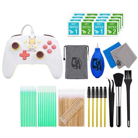 Pre-Owned PowerA - Enhanced Wired Controller for Nintendo Switch - Pikachu Electric Type With Cleaning Manual Kit Bolt Axtion Bundle