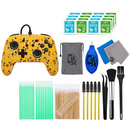 Restored PowerA - Enhanced Wired Controller for Nintendo Switch - Pikachu Moods With Cleaning Manual Kit Bolt Axtion (Refurbished)