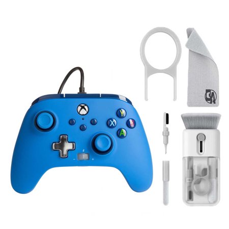 Pre-Owned PowerA - Enhanced Wired Controller for Xbox Series X/S - Blue With Cleaning Electric kit Bolt Axtion Bundle