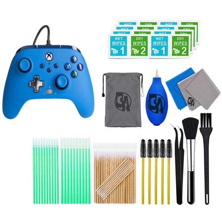 Pre-Owned PowerA - Enhanced Wired Controller for Xbox Series X/S - Blue With Cleaning Manual Kit Bolt Axtion Bundle