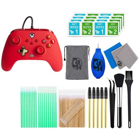Pre-Owned PowerA - Enhanced Wired Controller for Xbox Series X/S - Red With Cleaning Manual Kit Bolt Axtion Bundle