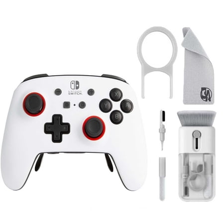 Restored PowerA - FUSION Pro Wireless Controller for Nintendo Switch - White/Black With Cleaning Electric kit Bolt Axtion Bundle (Refurbished)