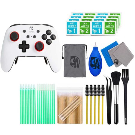 Restored PowerA - FUSION Pro Wireless Controller for Nintendo Switch - White/Black With Cleaning Manual Kit Bolt Axtion (Refurbished)