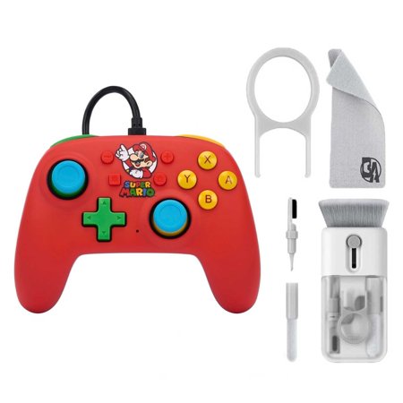 Pre-Owned PowerA - Nano Wired Controller for Nintendo Switch - Mario Medley With Cleaning Electric kit Bolt Axtion Bundle