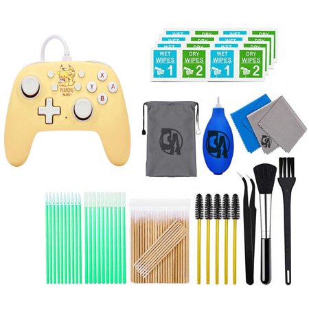 Restored PowerA - Nano Wired Controller for Nintendo Switch - Pikachu Friends With Cleaning Manual Kit Bolt Axtion Bundle (Refurbished)