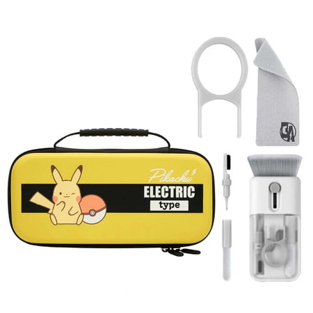 Restored PowerA - Protection Case for Nintendo Switch - OLED Model, Nintendo Switch or Nintendo Switch Lite - Pikachu Electric Type With Cleaning Electric kit Bolt Axtion (Refurbished)