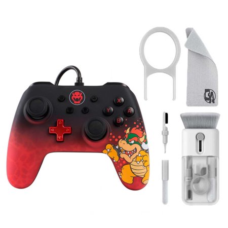Pre-Owned PowerA - Wired Controller for Nintendo Switch - Bowser With Cleaning Electric kit Bolt Axtion Bundle