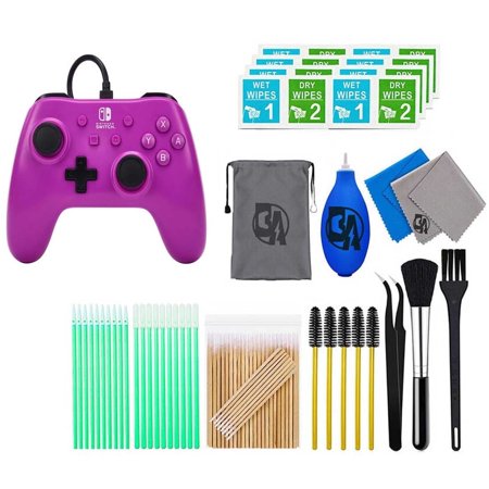 Pre-Owned PowerA - Wired Controller for Nintendo Switch - Grape Purple With Cleaning Manual Kit Bolt Axtion Bundle