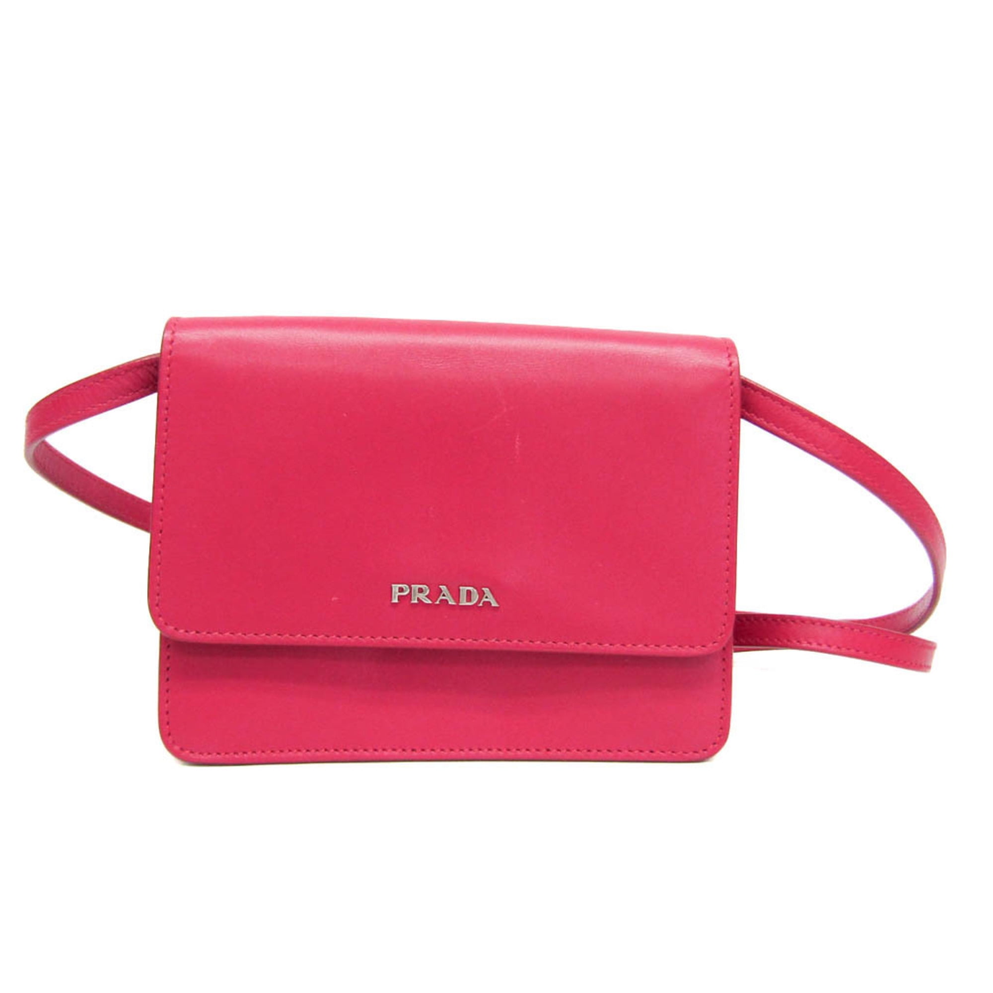 New Prada Black Vitello Phenix Leather Shoulder Camera Bag