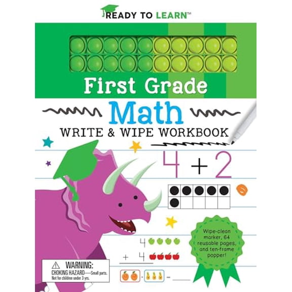 Pre-Owned Ready to Learn: First Grade Math Write and Wipe Workbook with Popper (Spiral-Bound) 9781667206707