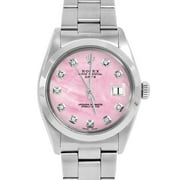 Pre-Owned Rolex 1500 Men's 34mm Date Wristwatch Pink Mother of Pearl Diamond (3 Year Warranty)