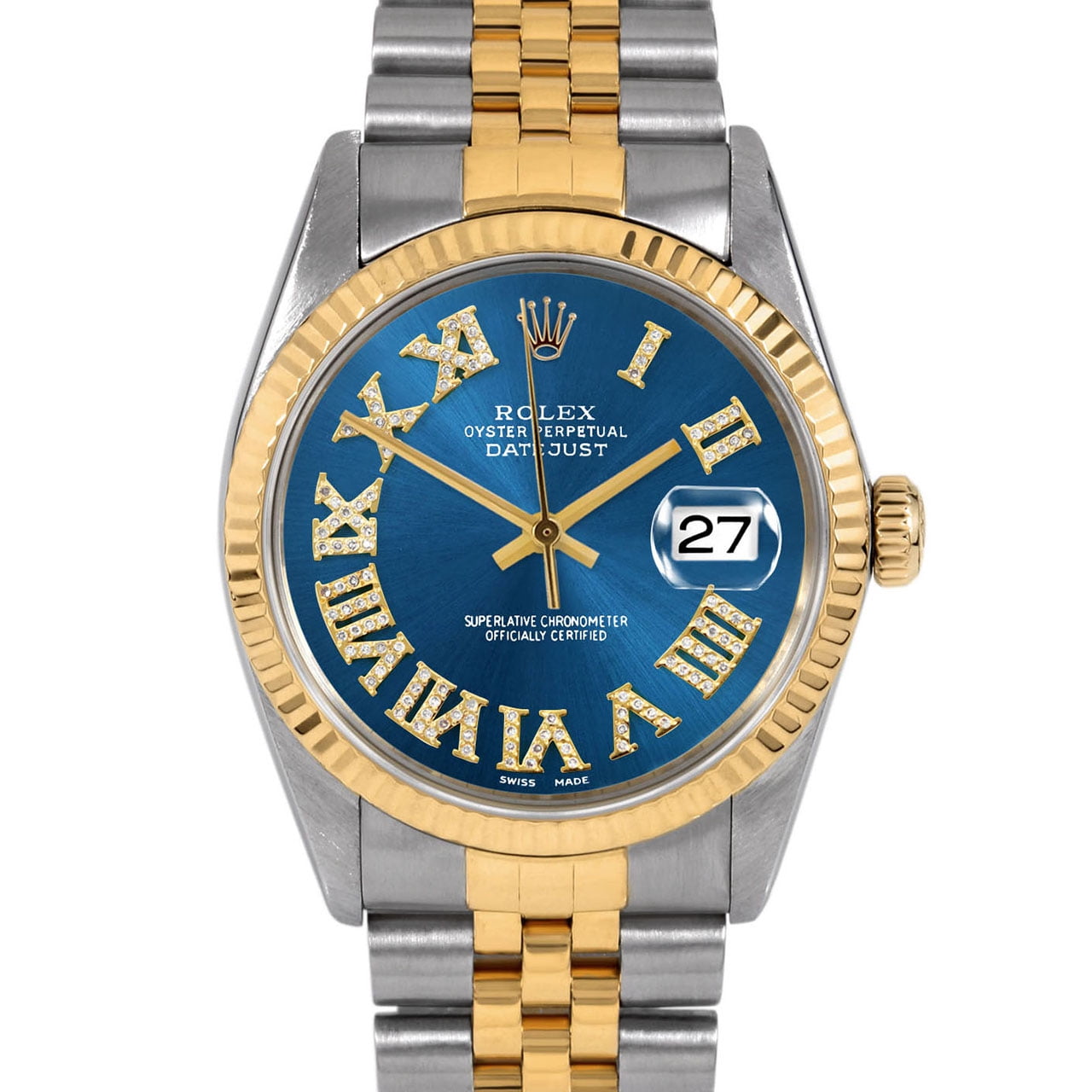 Pre-Owned Rolex 16013 36mm Blue Diamond Datejust Kuwait Ubuy