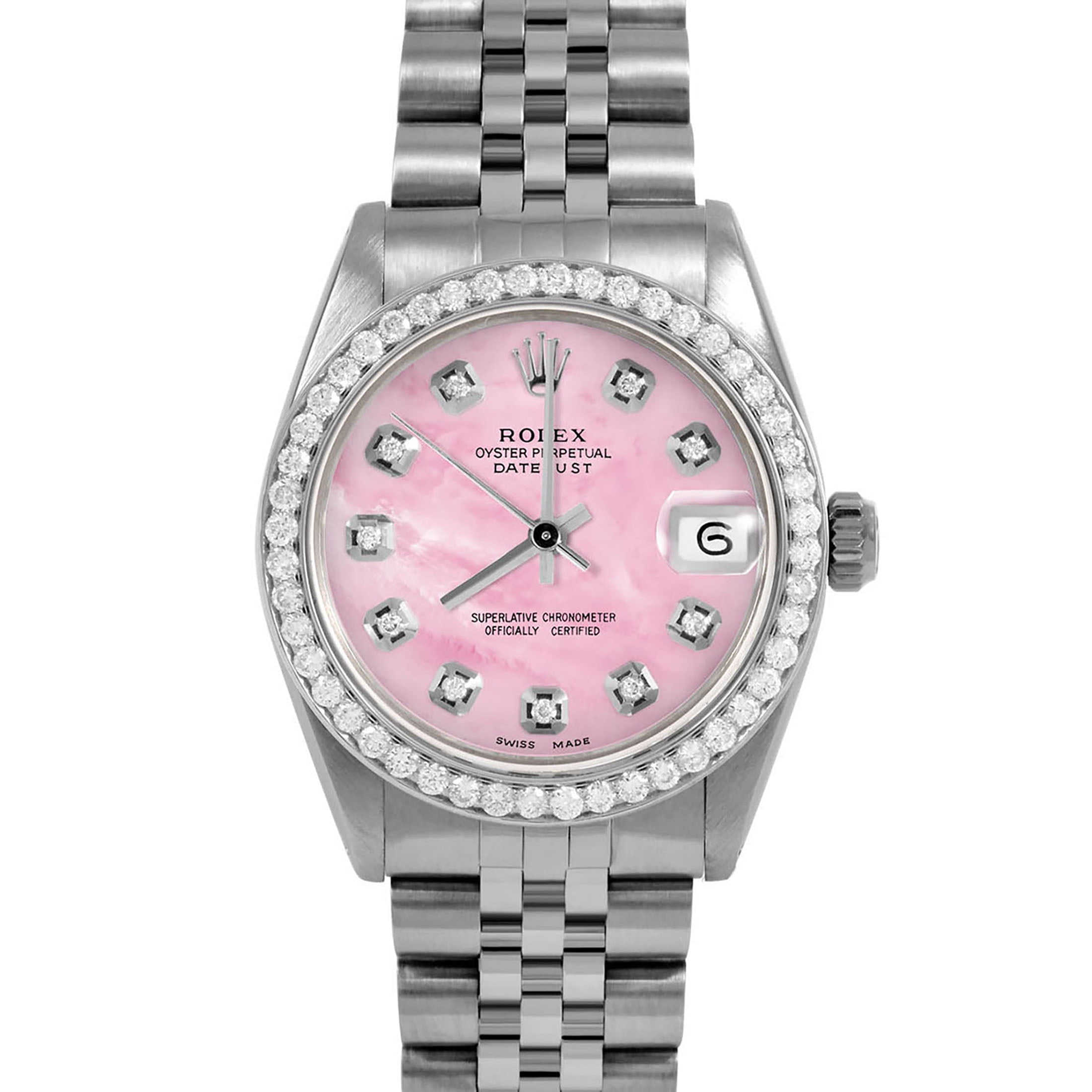 Reloj Rosado Madre de Perla Diamante Mujer Rolex Datejust