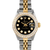 Pre-Owned Rolex 6917 Ladies 26mm Adult Female Datejust Wristwatch Black Diamond (3 Year Warranty)