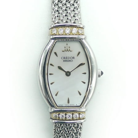 Pre-Owned SEIKO Credor Watch GSTE966 Lug Diamond Quartz Shell Dial Ladies 1E70-3B90 (Good)