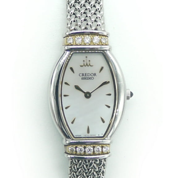 Pre-Owned SEIKO Credor Watch GSTE966 Lug Diamond Quartz Shell Dial Ladies 1E70-3B90 (Good)