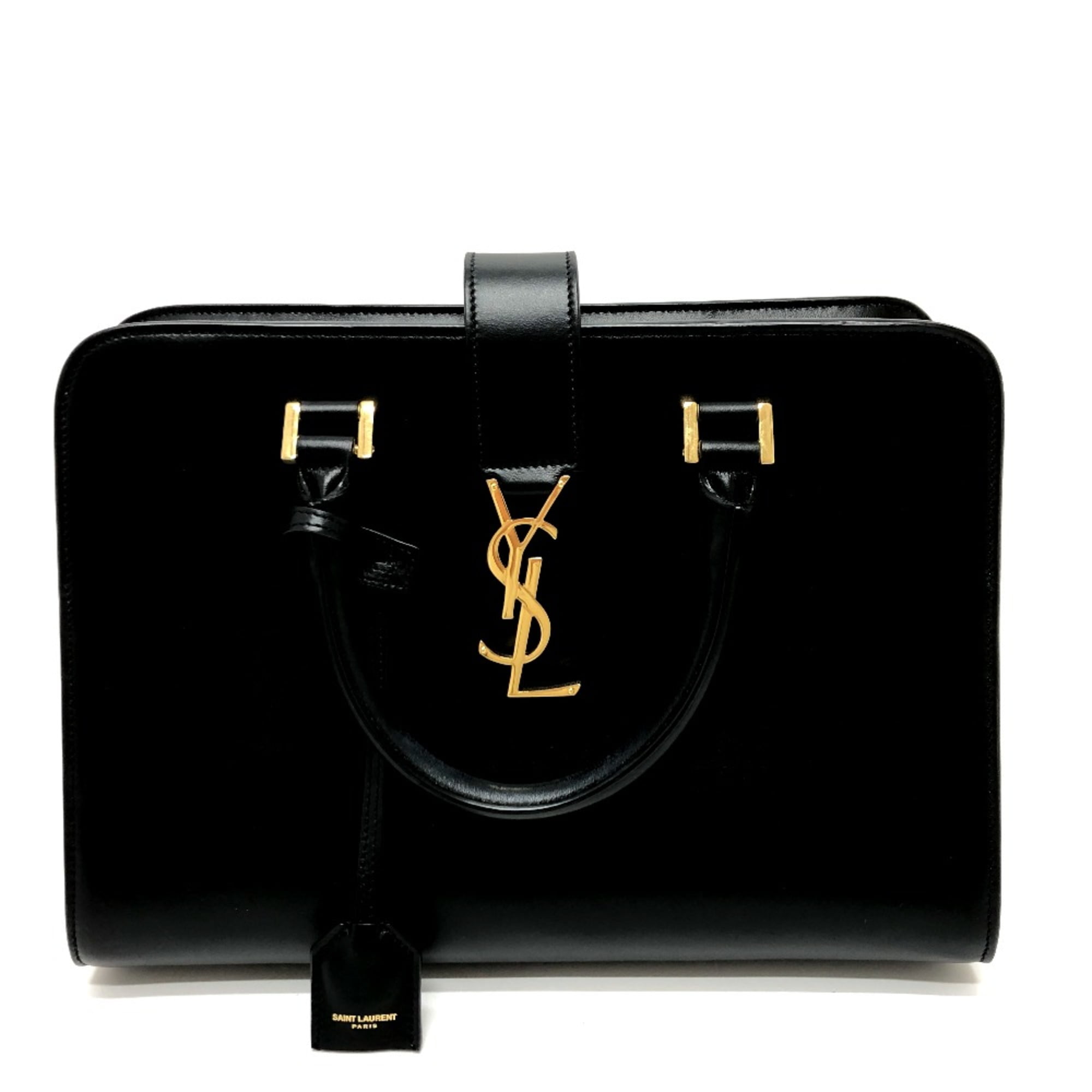 Pre Owned Saint Laurent Paris YSL Tote Bag Shoulder Bag Black GoldHardware Good