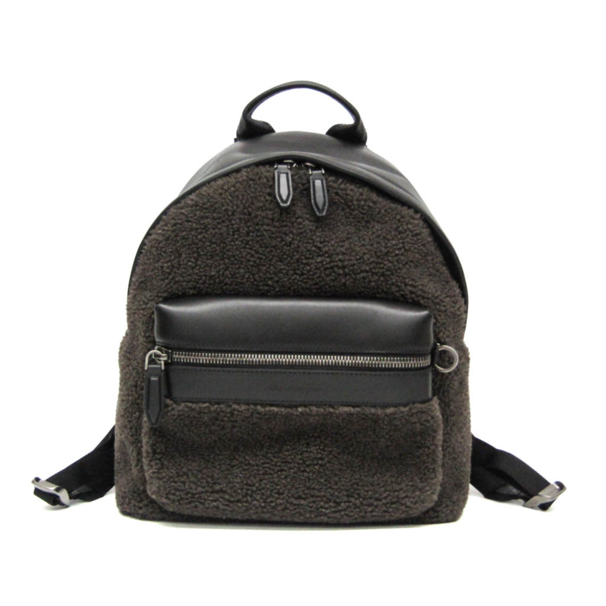 Pre Owned Salvatore Ferragamo FZ 24 0985 Women Men Leather Leather Backpack Black Dark Brown Good Walmart