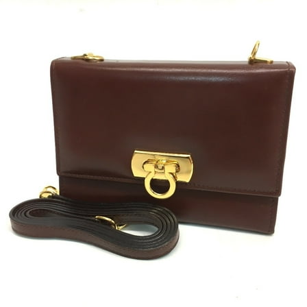Pre-Owned Salvatore Ferragamo Gancini bag wallet bag Shoulder Bag Brown GoldHardware (Good)