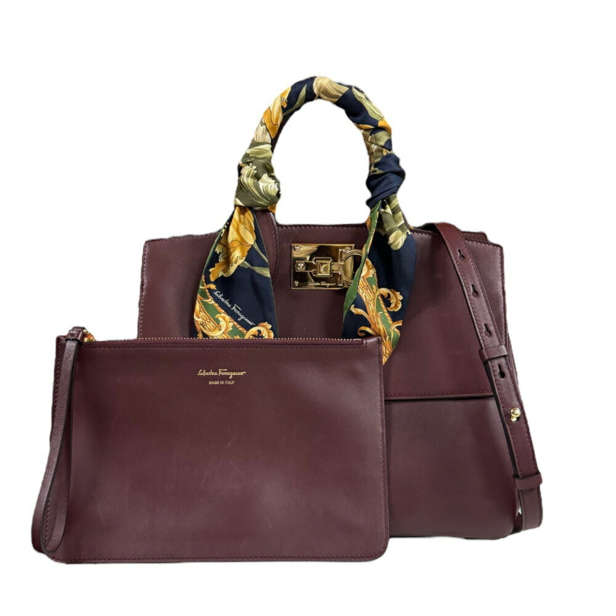 Pre-Owned Salvatore Ferragamo Studio Bag Shoulder Leather AU-21 