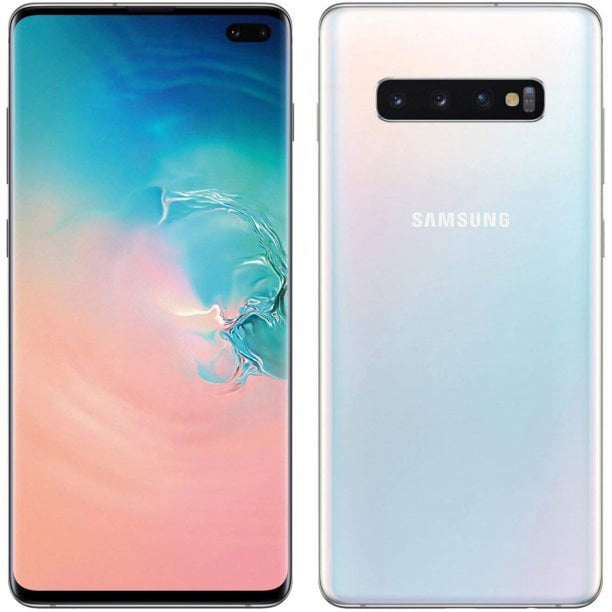 Pre-Owned Samsung Galaxy S10+ Plus 128GB Prism White G975 Prism White GSM Unlocked (AT&T / T-Mobile) Smartphone (Refurbished: Good) - image 1 of 2