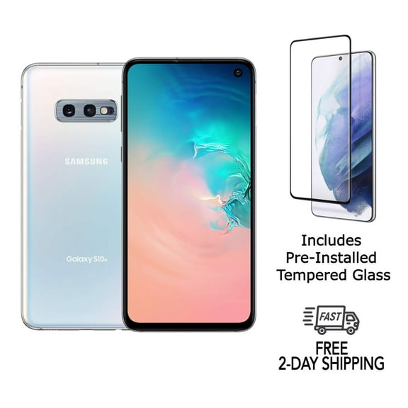 Pre-Owned Samsung Galaxy S10e G970U (Fully Unlocked) 128GB Prism White with Tempered Glass screen protector