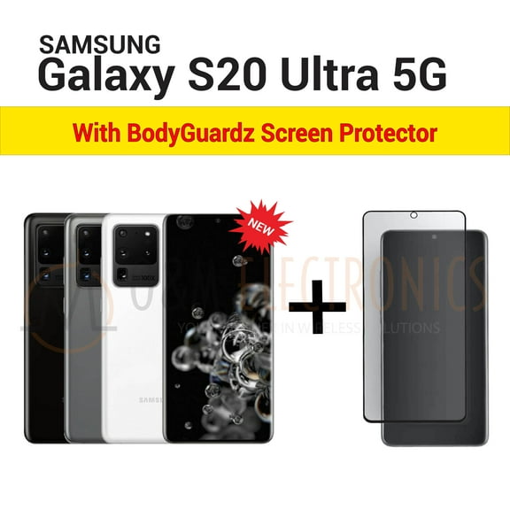 Restored Samsung Galaxy S20 Ultra 5G SM-G988U1 128GB Black Unlocked with Screen Protector (Refurbished)