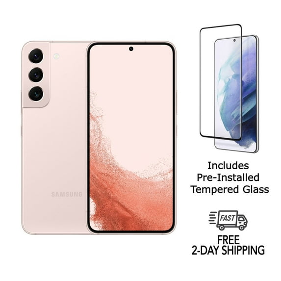 Samsung Galaxy S22 5G S901U (Fully Unlocked) 128GB Pink Gold w/ Pre-Installed Tempered Glass