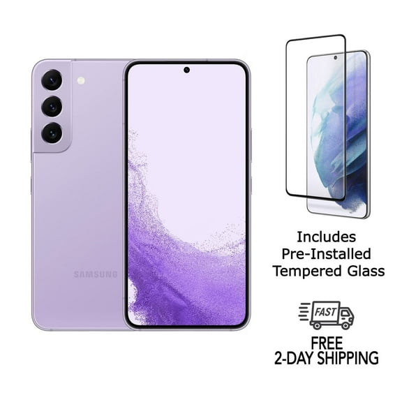 Pre-Owned Samsung Galaxy S22 5G S901U (Fully Unlocked) 256GB Bora Purple with Screen Protector