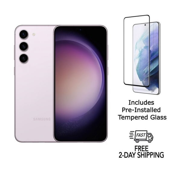 Pre-Owned Samsung Galaxy S23 5G S911U (Fully Unlocked) 128GB Lavender with Tempered Glass screen protector
