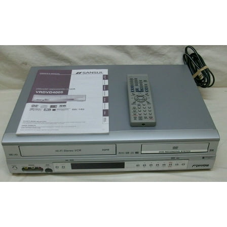 Pre-Owned Sansui VRDVD4005 DVD/VCR Combo Recorder w/ Original Remote, Manual, A/V Cables, & HDMI Converter