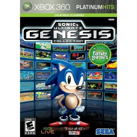 Restored Sonic's Ultimate Genesis Collection, by SEGA for Xbox 360, Adventure Arcade Platformer Game, Parental Controls, 4 Offline Players