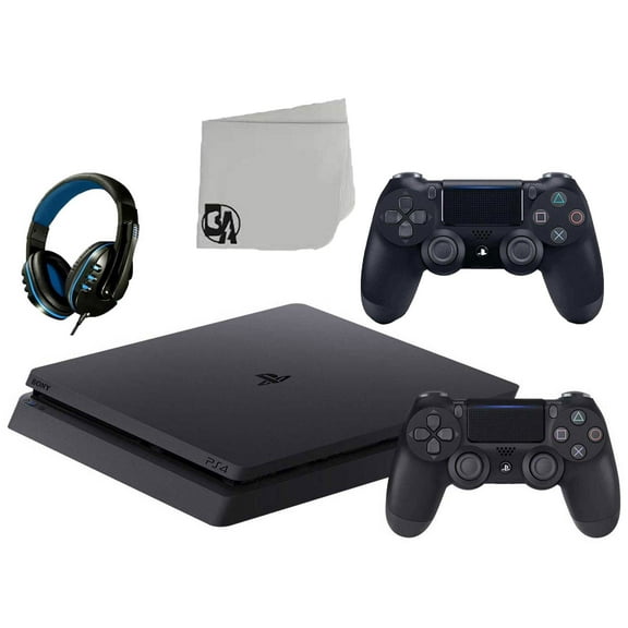 Pre-Owned Sony 2215A PlayStation 4 Slim 500GB Gaming Console Black 2 Controller Included BOLT AXTION Bundle