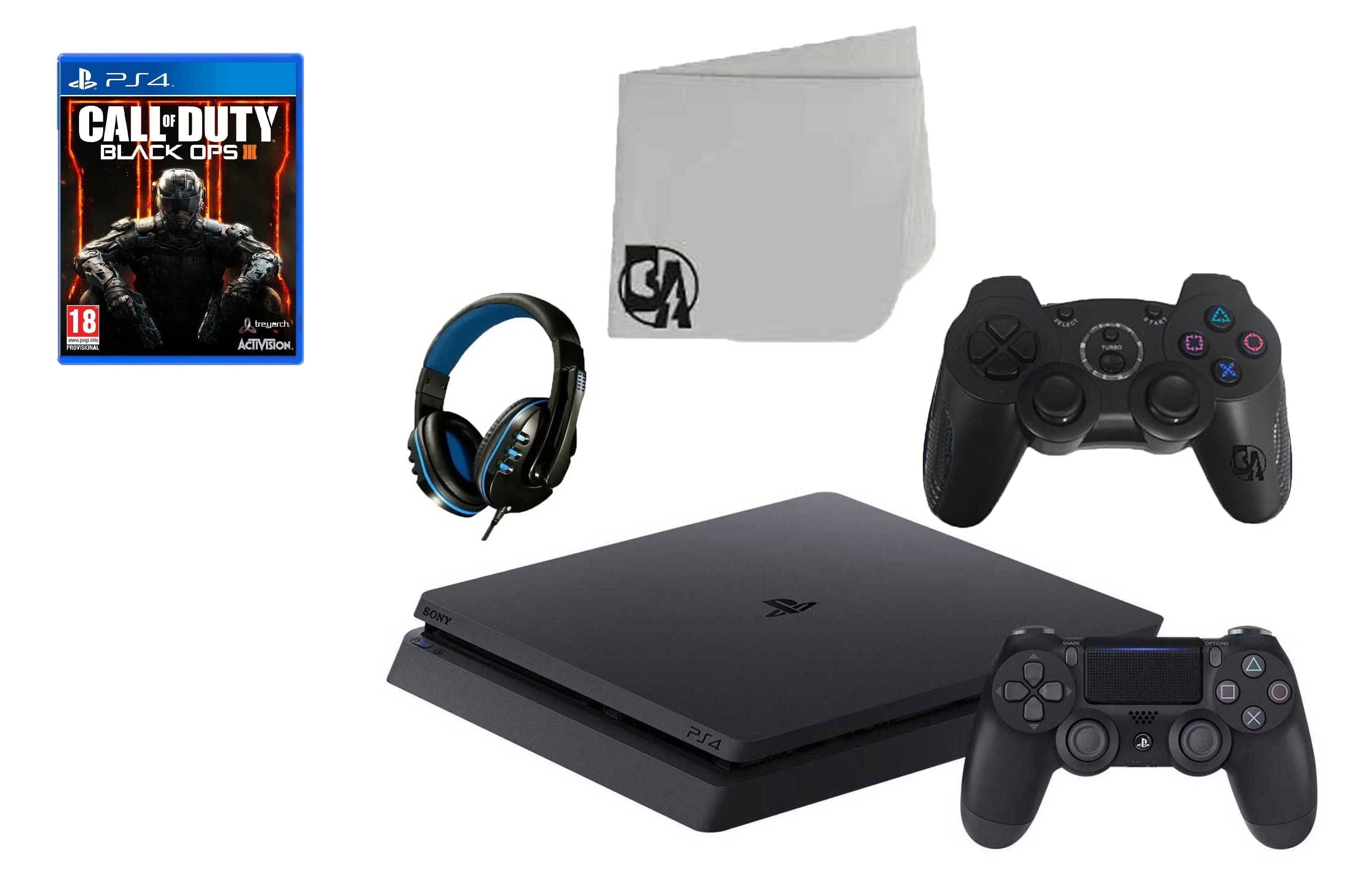 Pre-Owned Sony 2215A PlayStation 4 Slim 500GB Gaming Console Black 2  Controller Included with Call Of Duty-Modern WarfareGame BOLT AXTION Bundle  - Walmart.com, image size:3000x2000