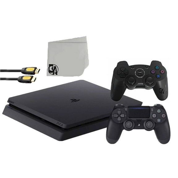 Restored Sony 2215B PlayStation 4 Slim 1TB Gaming Console Black 2 Controller Included BOLT AXTION Bundle (Refurbished)