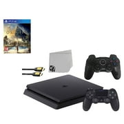 Restored BOLT AXTION, Sony PlayStation 4 Slim, 1TB Gaming Console with 2 Controllers, Assassin's Creed Origins, Black