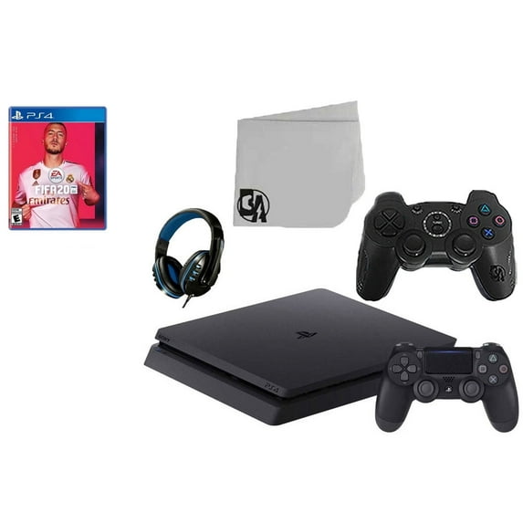 Pre-Owned Sony 2215B PlayStation 4 Slim 1TB Gaming Console Black 2 Controller Included with FIFA-20 Game BOLT AXTION Bundle