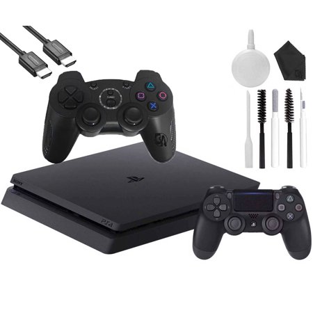 Restored Sony 2215B PlayStation 4 Slim 1TB Gaming Console Black, HDMI Cable 2 Controller With Cleaning Kit (Refurbished)