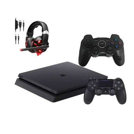 Pre-Owned Sony 2215B PlayStation 4 Slim 1TB Gaming Console Black with 2 Controller Included BOLT AXTION Bundle (Refurbished: Like New)