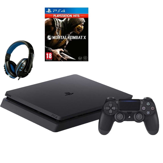 Pre-Owned Sony 2215B PlayStation 4 Slim 1TB Gaming Console Black with Mortal Kombat X Game BOLT AXTION Bundle