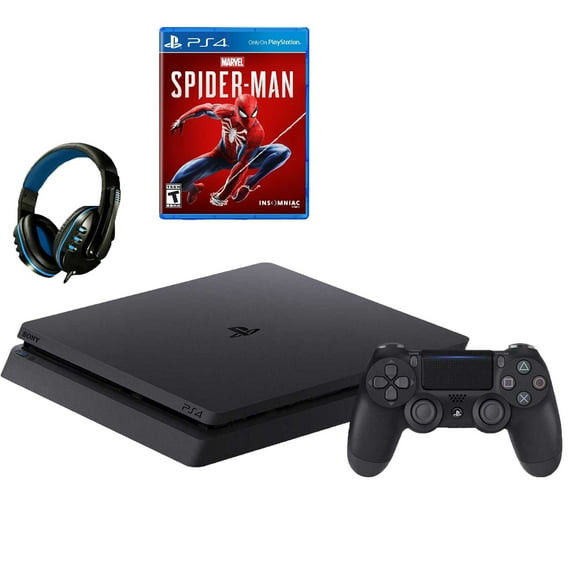 Pre-Owned Sony 2215B PlayStation 4 Slim 1TB Gaming Console Black with Spider-Manr Game BOLT AXTION Bundle
