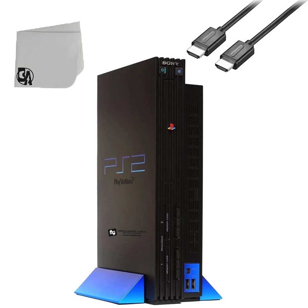 Pre-Owned Sony PlayStation 2 Fat Video Gaming Console Black With HDMI Cable BOLT AXTION Bundle